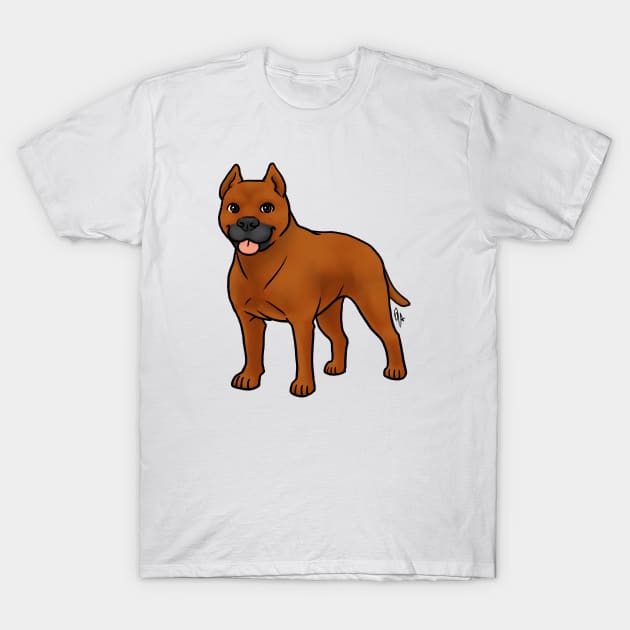 Dog - American Staffordshire Terrier - Cropped Red T-Shirt by Jen's Dogs Custom Gifts and Designs